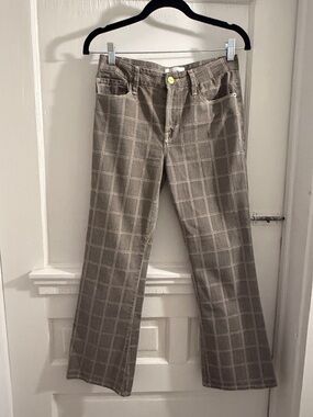 Frame Denim Grey Windowpane Plaid Le Crop Jeans